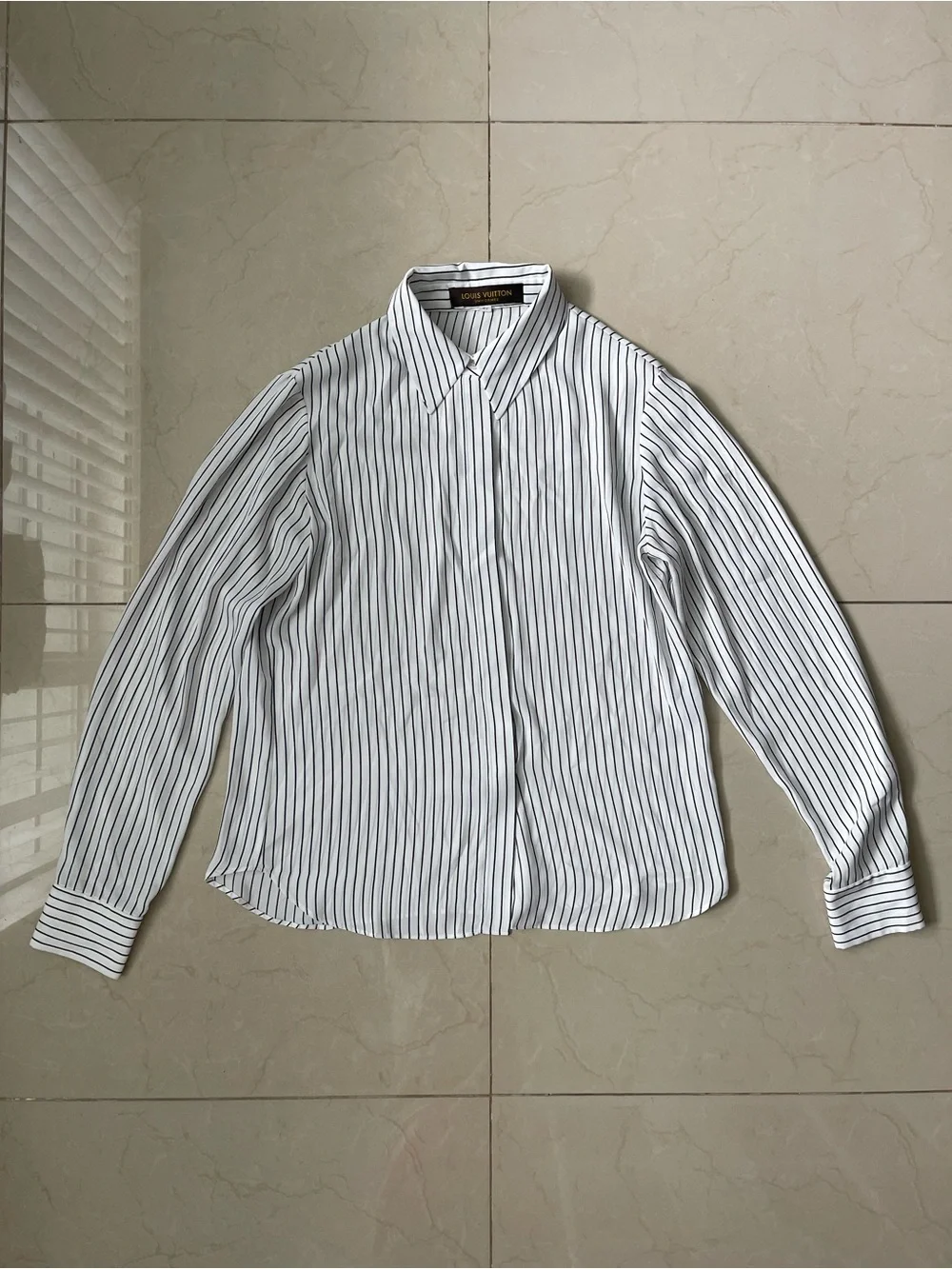 Louis Vuitton Uniform Vertical Stripe Button-Up Blouse